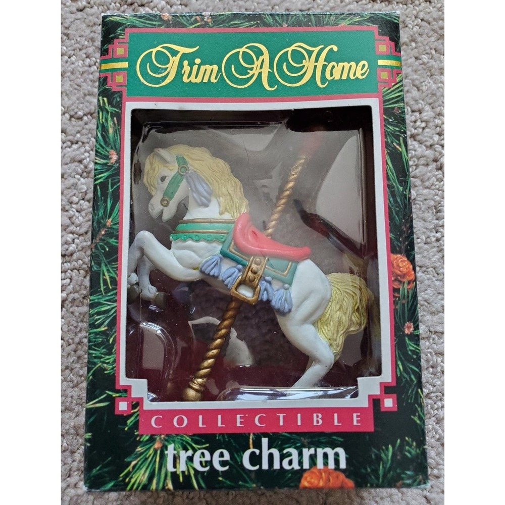 Vintage 1992 Lustre Fame Ltd. Carousel Horse Christmas Ornament